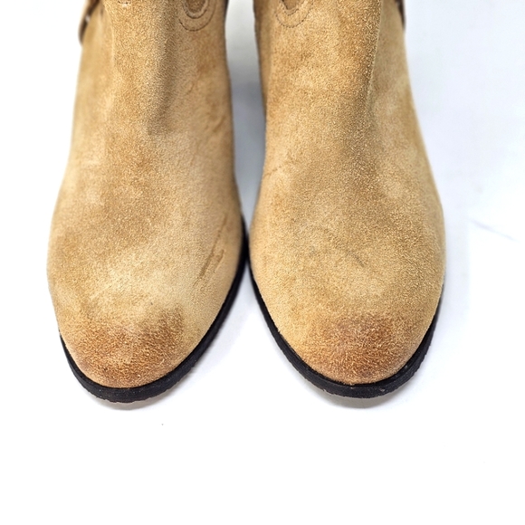 ♡♡ Vince Camuto Ankle Boots Gregger Suede Western Style Block Heel Zip Up - Picture 8 of 12